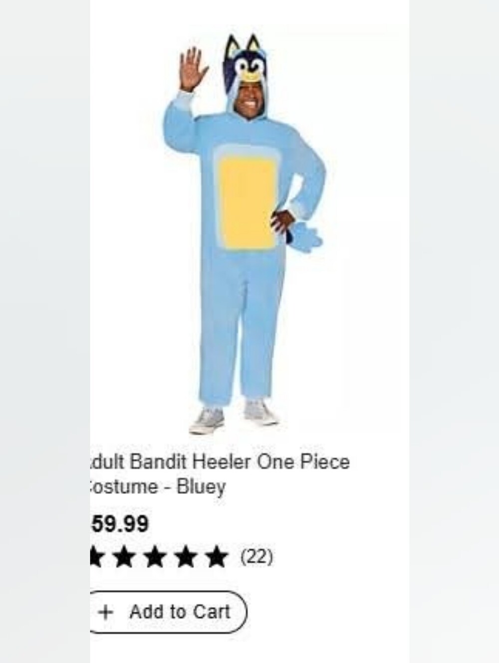 Bluey Bandit Heeler Kids Costume - Blue